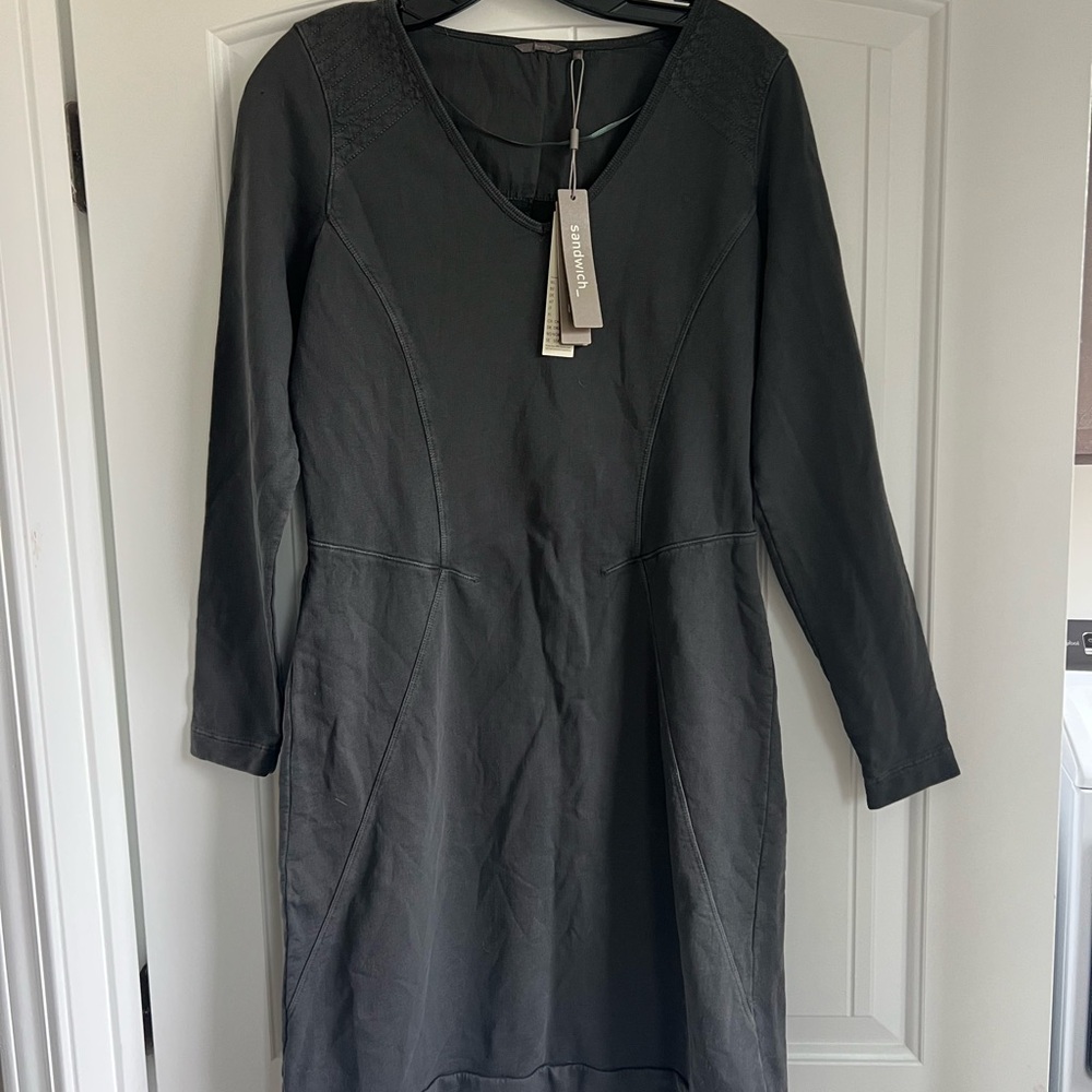 Anthro Long Sleeve Charcoal Dress